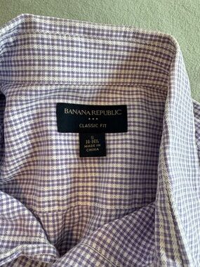 Banana Republic Men’s Lavender Gingham Classic Fit Dress Shirt